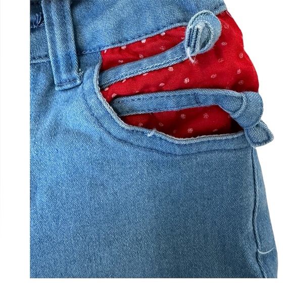 Jean Shorts with Red& White Polka - Picture 3 of 7